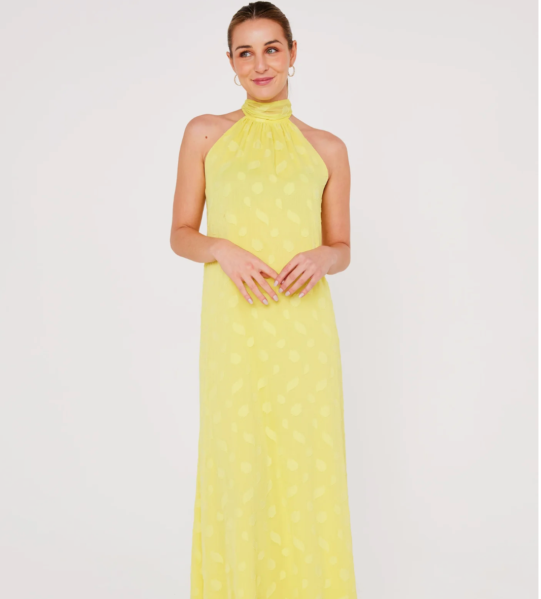 Abito Rory in chiffon color foglia di limone