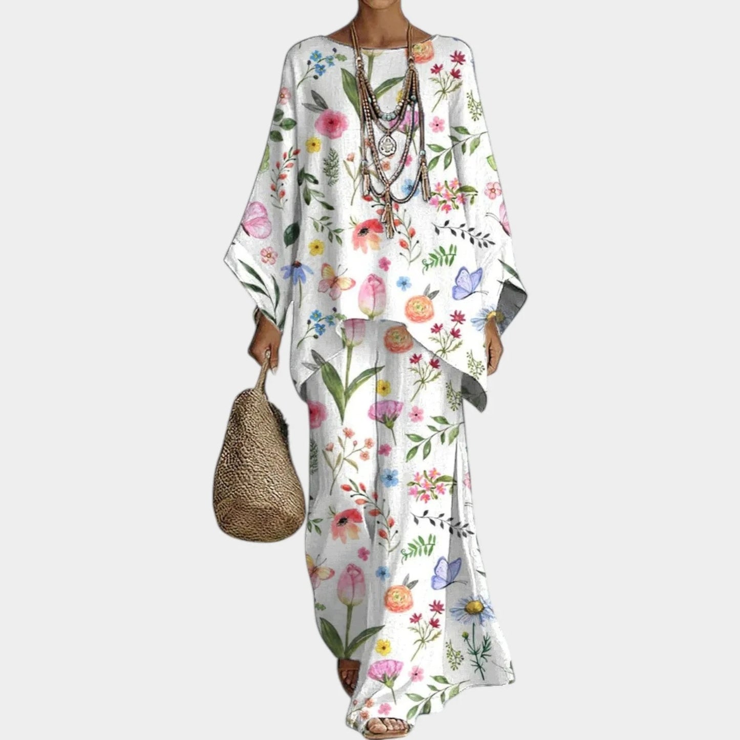 Completo due pezzi con stampa floreale in stile boho