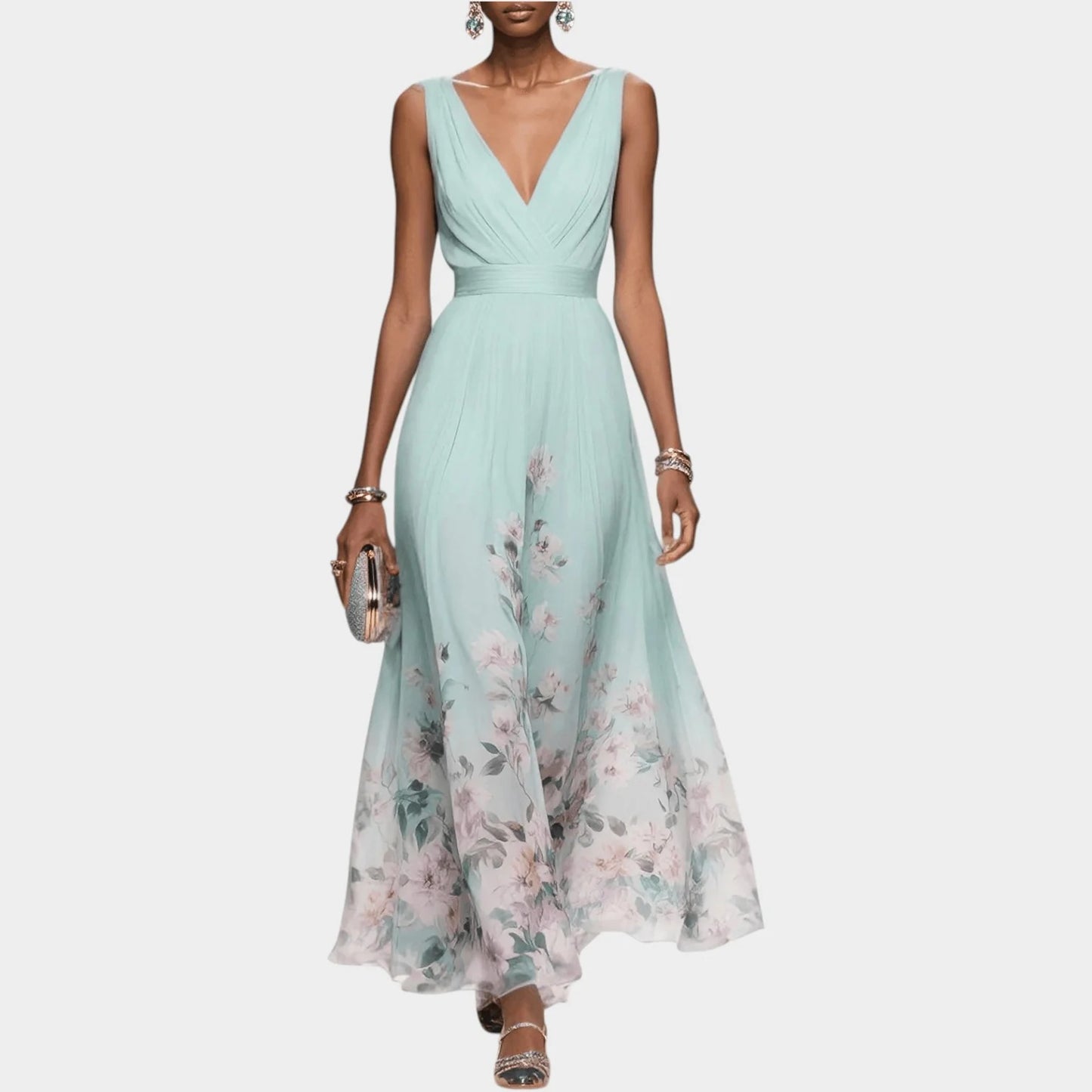 Elegante abito lungo a fantasia floreale💐