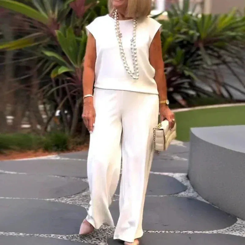 💖 Top senza maniche e pantaloni da donna in cotone e lino