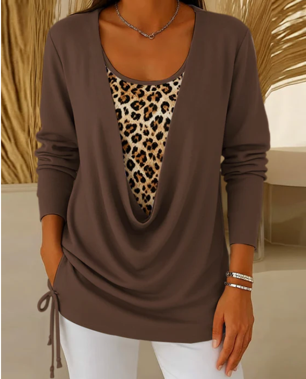 Maglietta Leopard  a due pezzi con lacci e stampa leopardata