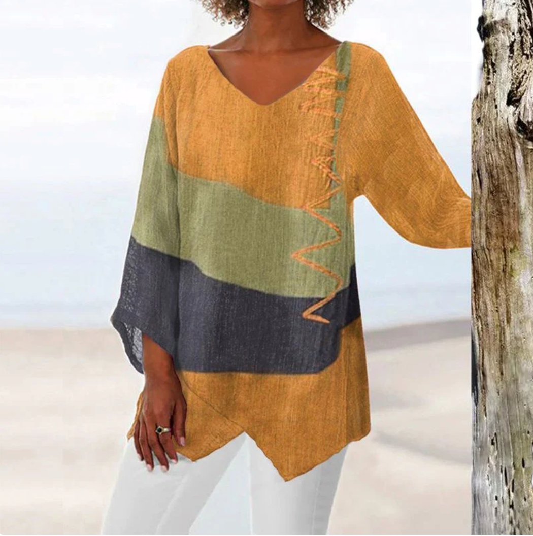 💖Top da donna in lino naturale dal taglio classico