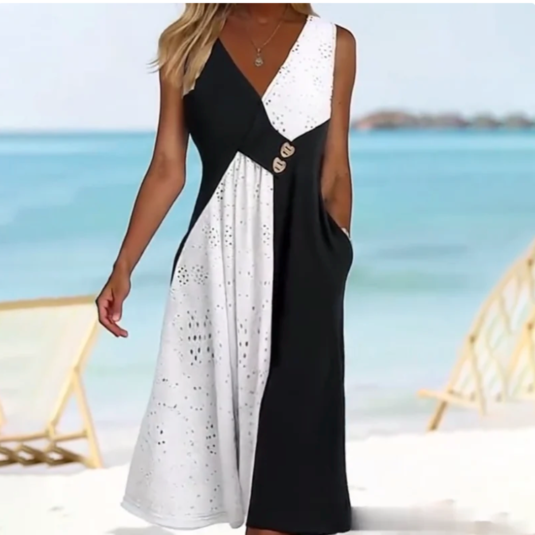 👗 Elegante abito da donna con scollo a V merlettato