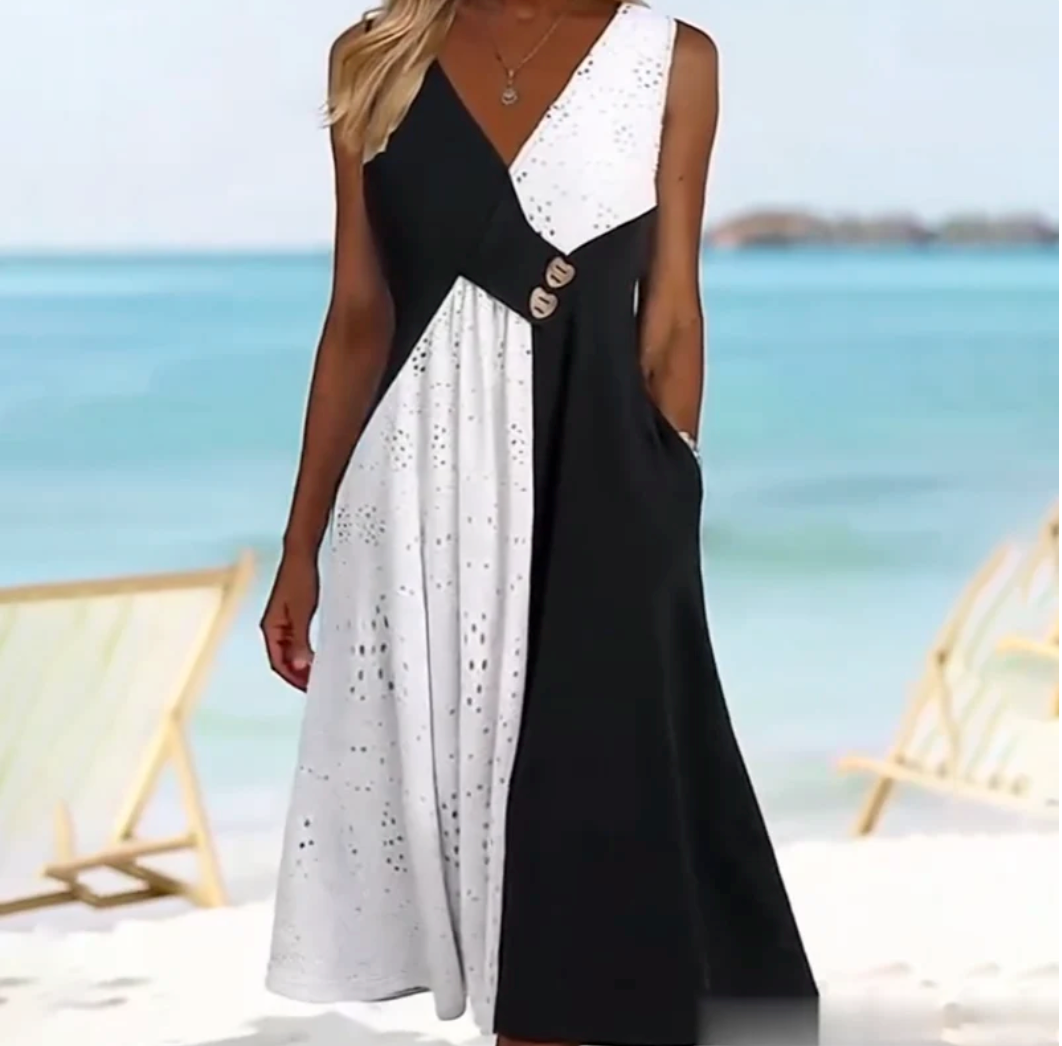 👗 Elegante abito da donna con scollo a V merlettato