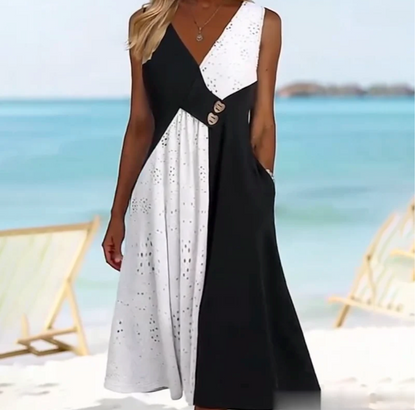 👗 Elegante abito da donna con scollo a V merlettato