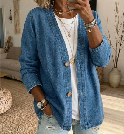 Giacca di jeans elegante da donna con bottoni