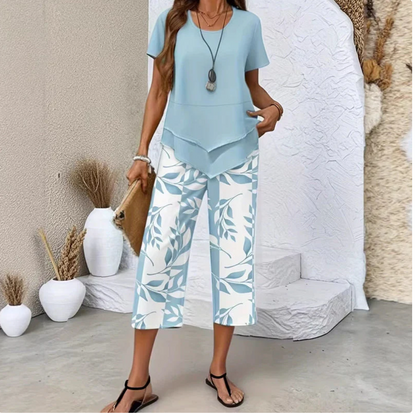 Completo casual a girocollo e pantaloni ampi,  pantaloni fantasia e tessuto traspirante ✨