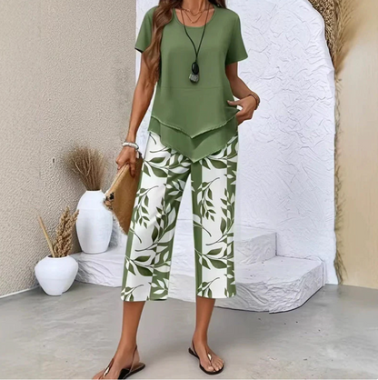 Completo casual a girocollo e pantaloni ampi,  pantaloni fantasia e tessuto traspirante ✨