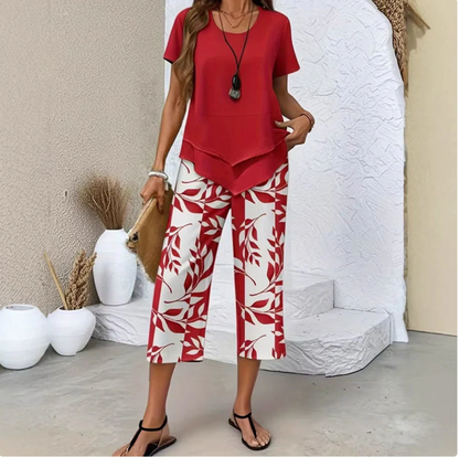 Completo casual a girocollo e pantaloni ampi,  pantaloni fantasia e tessuto traspirante ✨