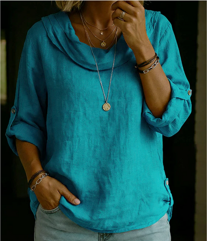 top collo elegante risvoltato in cotone