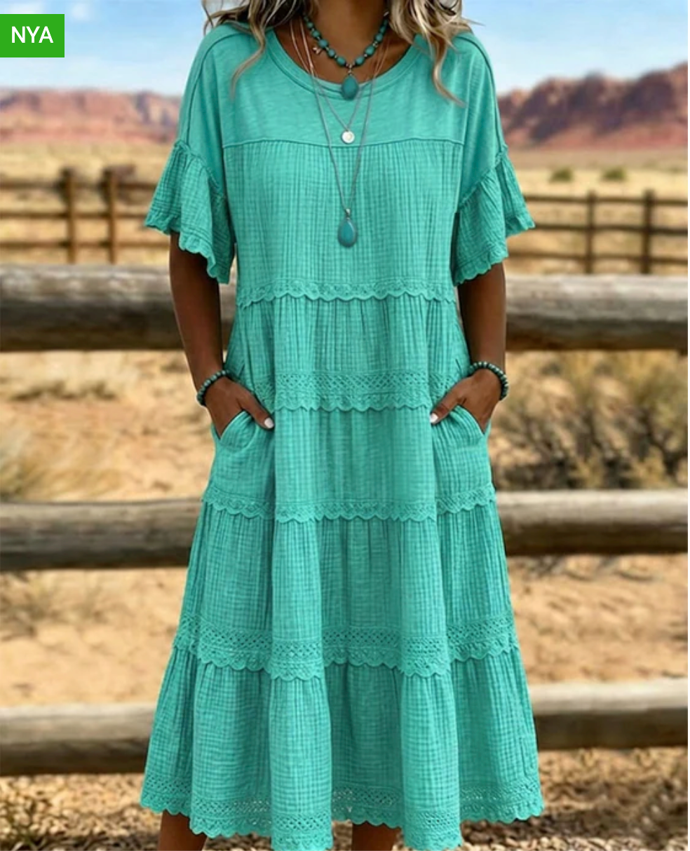 Abito Manica Corta Taschino Lungo👗