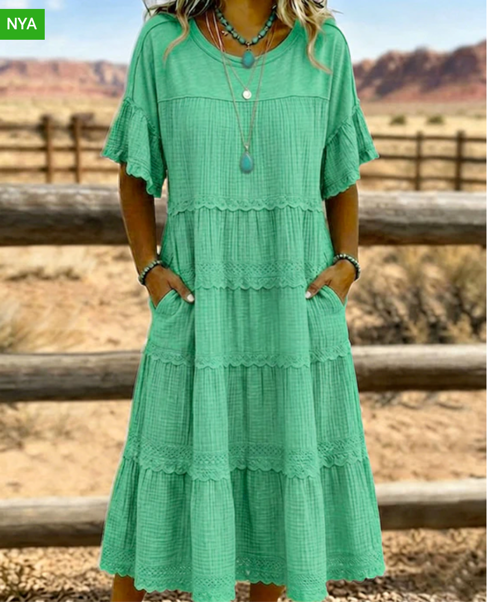 Abito Manica Corta Taschino Lungo👗
