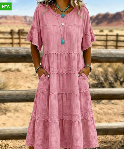 Abito Manica Corta Taschino Lungo👗