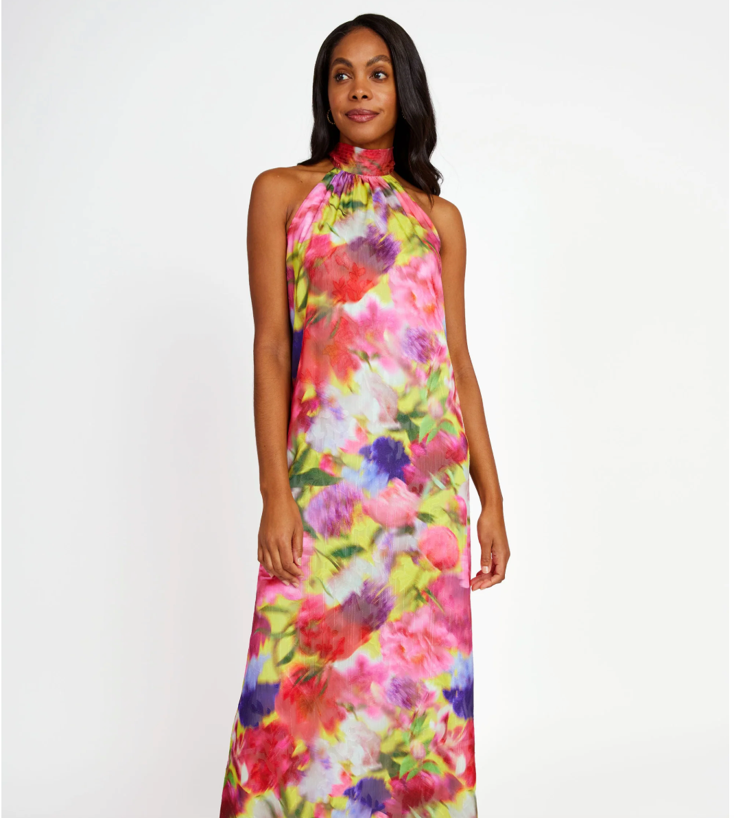 Abito Rory in chiffon color foglia di limone