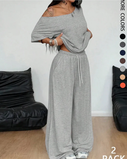 Emilia™️ | Completo composto da camicetta e pantaloni a gamba larga