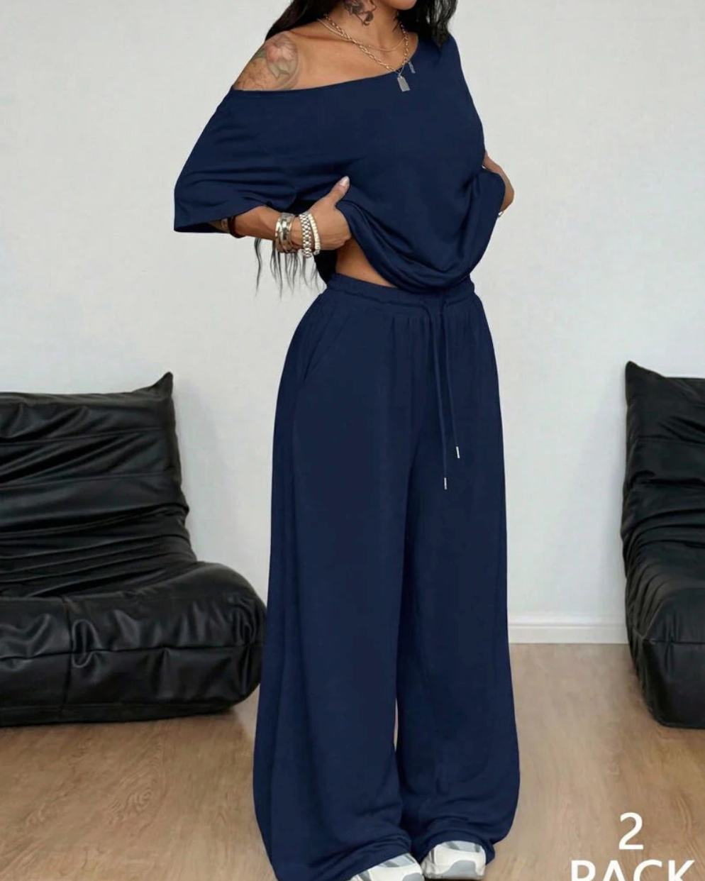 Emilia™️ | Completo composto da camicetta e pantaloni a gamba larga