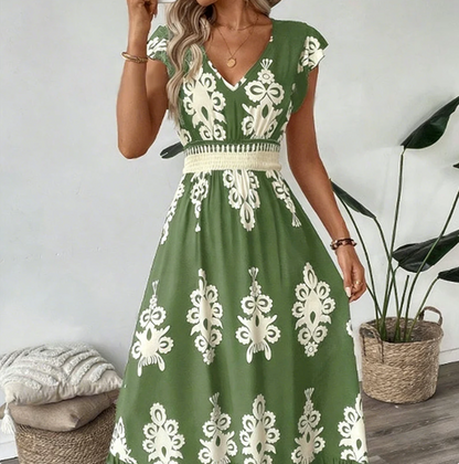 ✨Abito lungo e fluente da donna con scollo a V e ricamo barocco