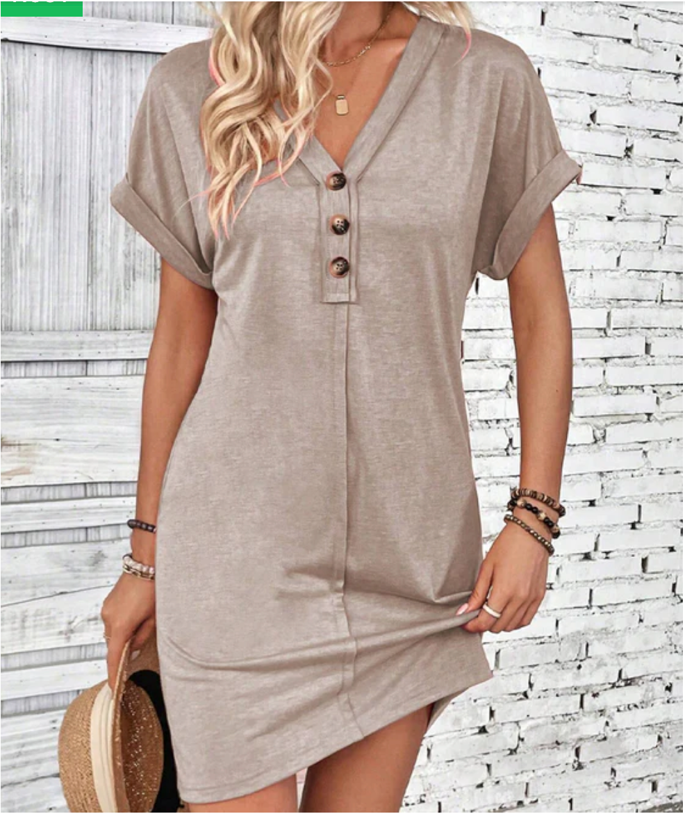 Abito versatile con scollo a V e fibbia -