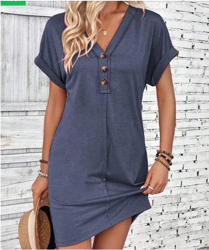 Abito versatile con scollo a V e fibbia -