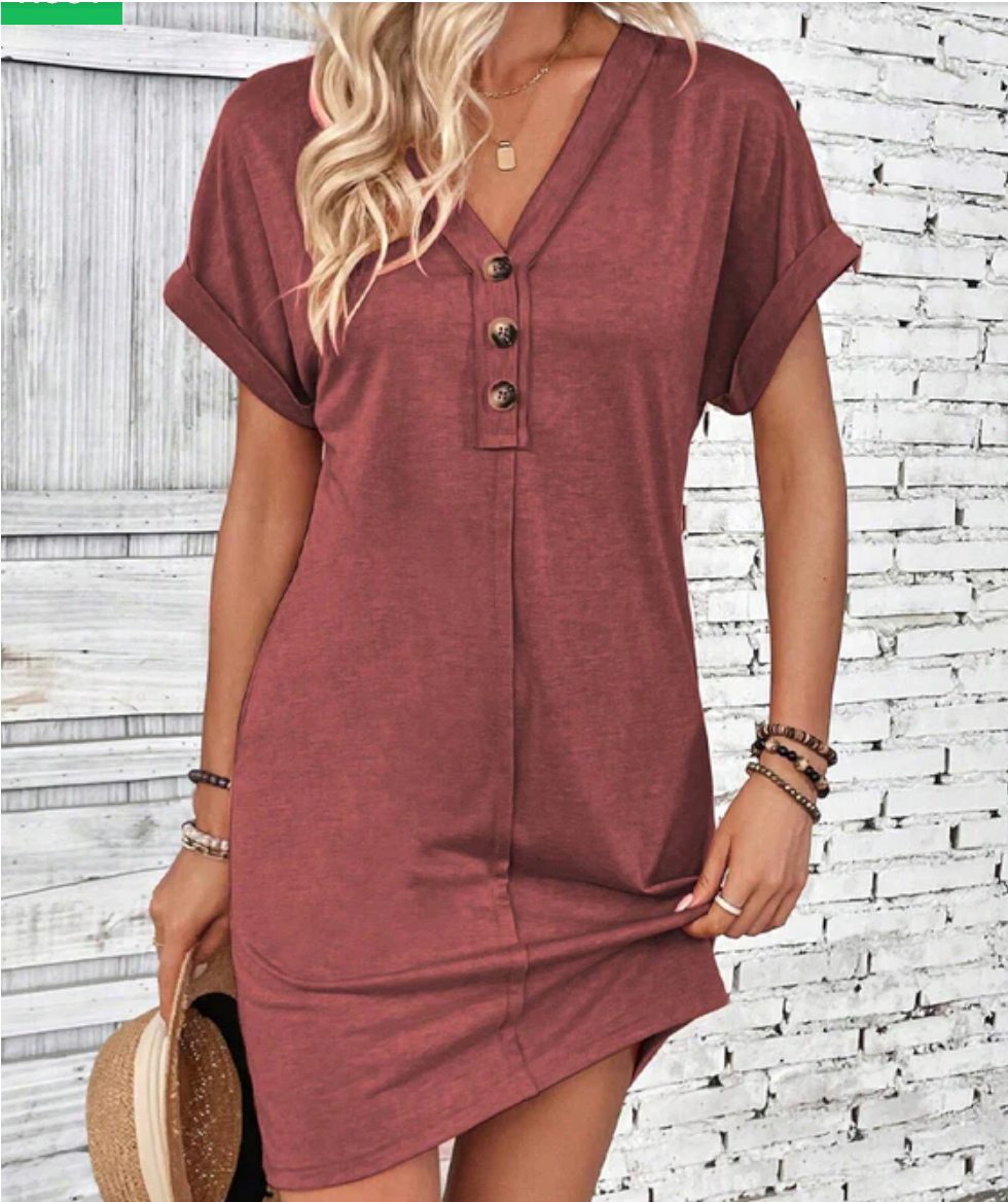 Abito versatile con scollo a V e fibbia -