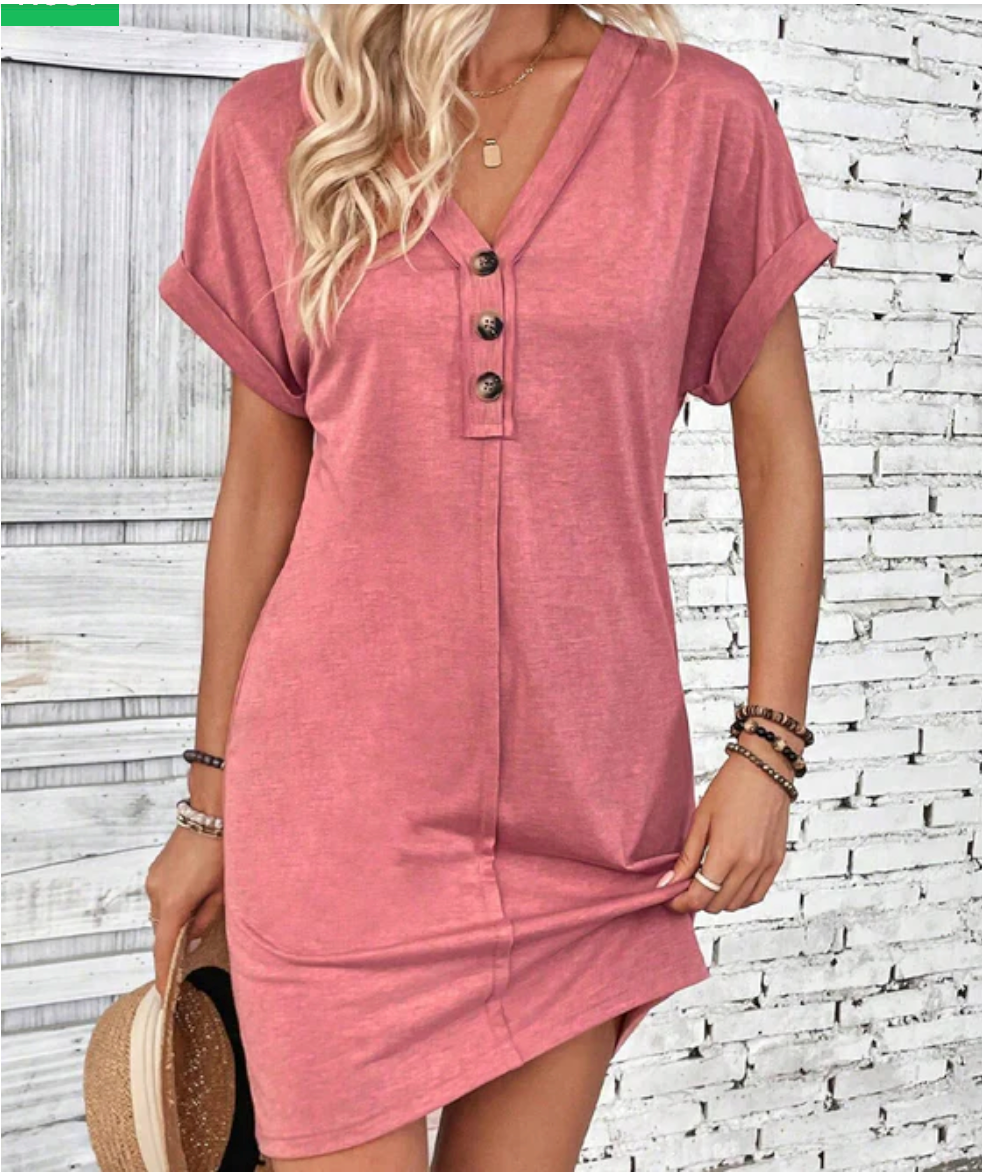 Abito versatile con scollo a V e fibbia -