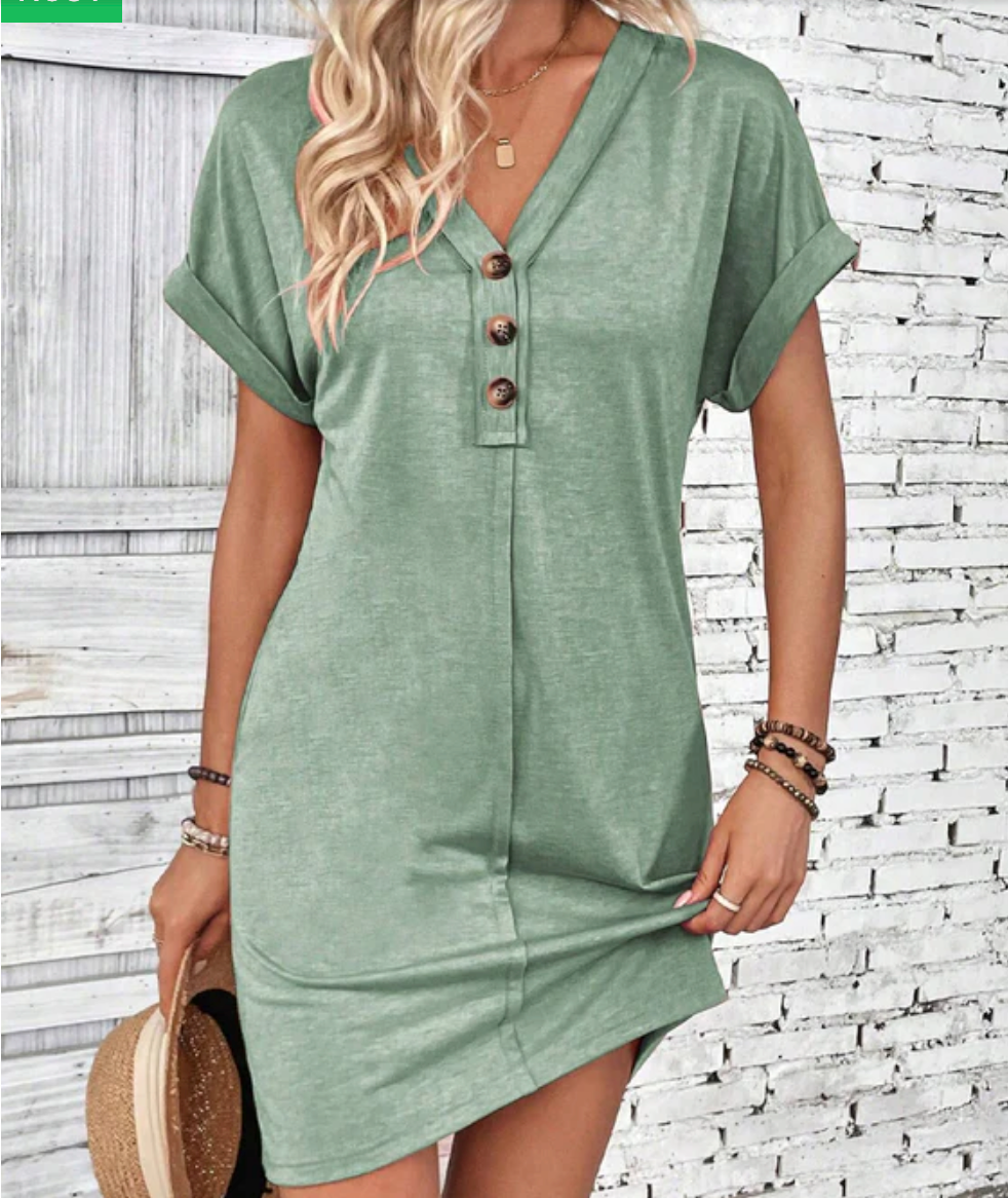Abito versatile con scollo a V e fibbia -