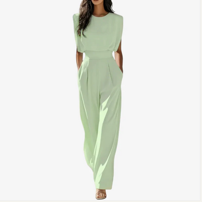 Arianna | Elegante jumpsuit senza maniche con cintura e gamba larga