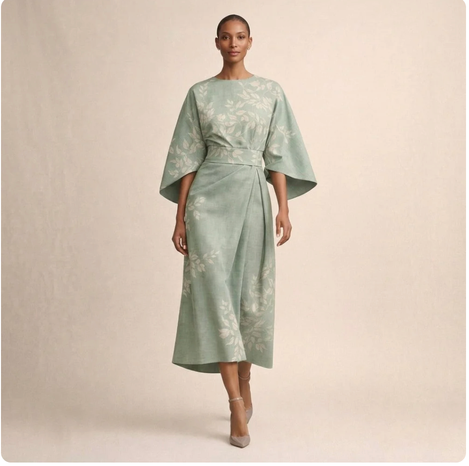 CLEMENTINE | Abito midi floreale con vita sagomata ed eleganza ariosa