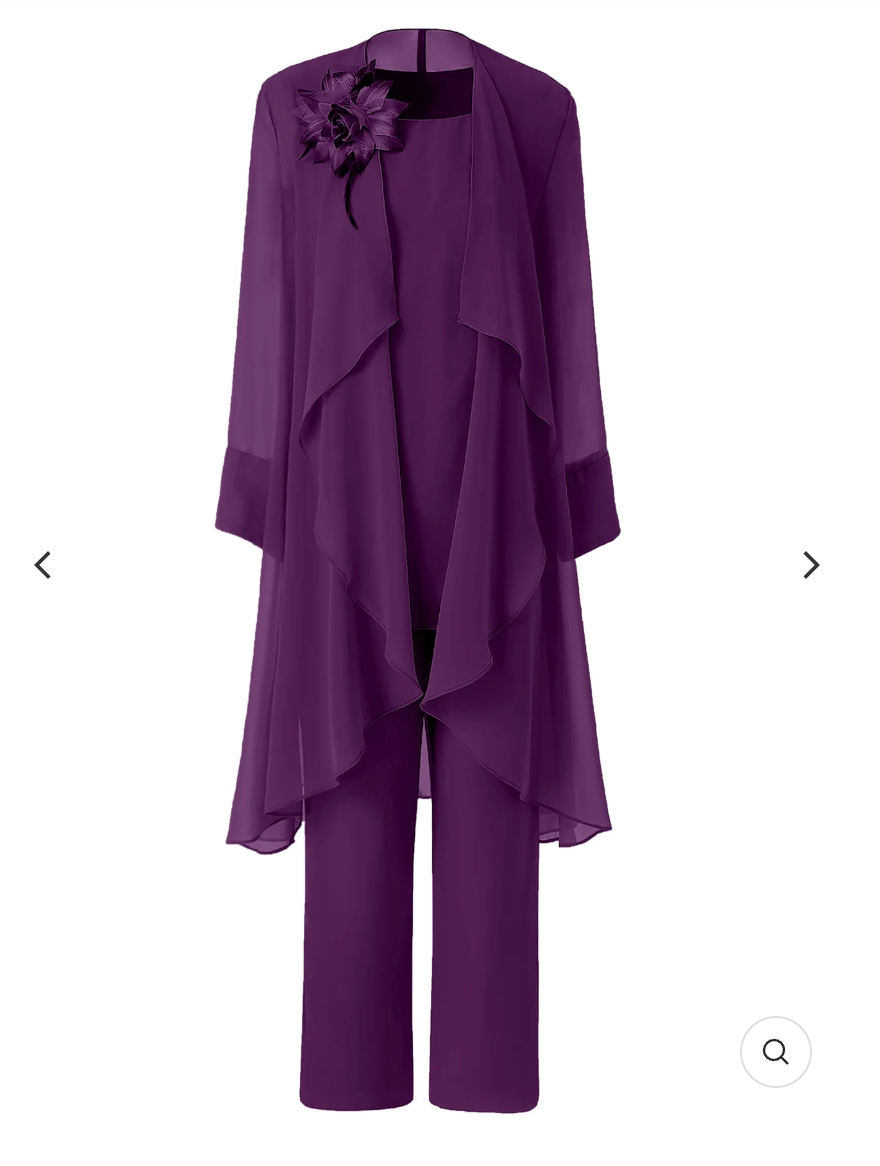 Completo 3 pezzi elegante in chiffon effetto seta
