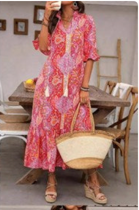 💃 Elegante abito boho con stampe floreali