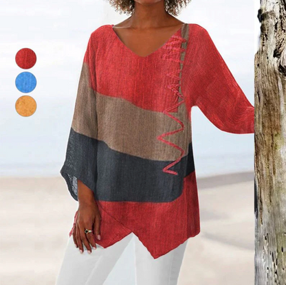 💖Top da donna in lino naturale dal taglio classico