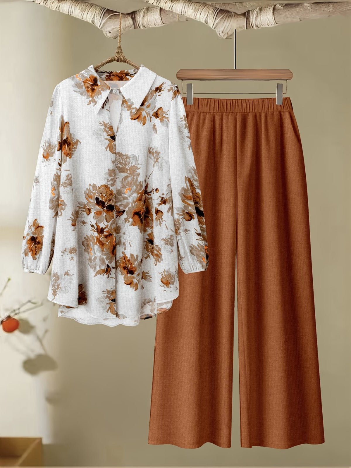 Camicia + pantalone in cotone leggero effetto seta 🧡🍂
