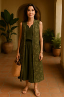 coordinato 3 pezzi OLIVE elegante e fresco con tema fiorito