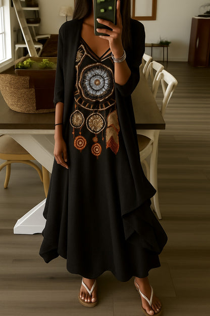 Vestito · Giorgia · in cotone · bohemien elegante, cintura in vita, comodo e fresco 🌸