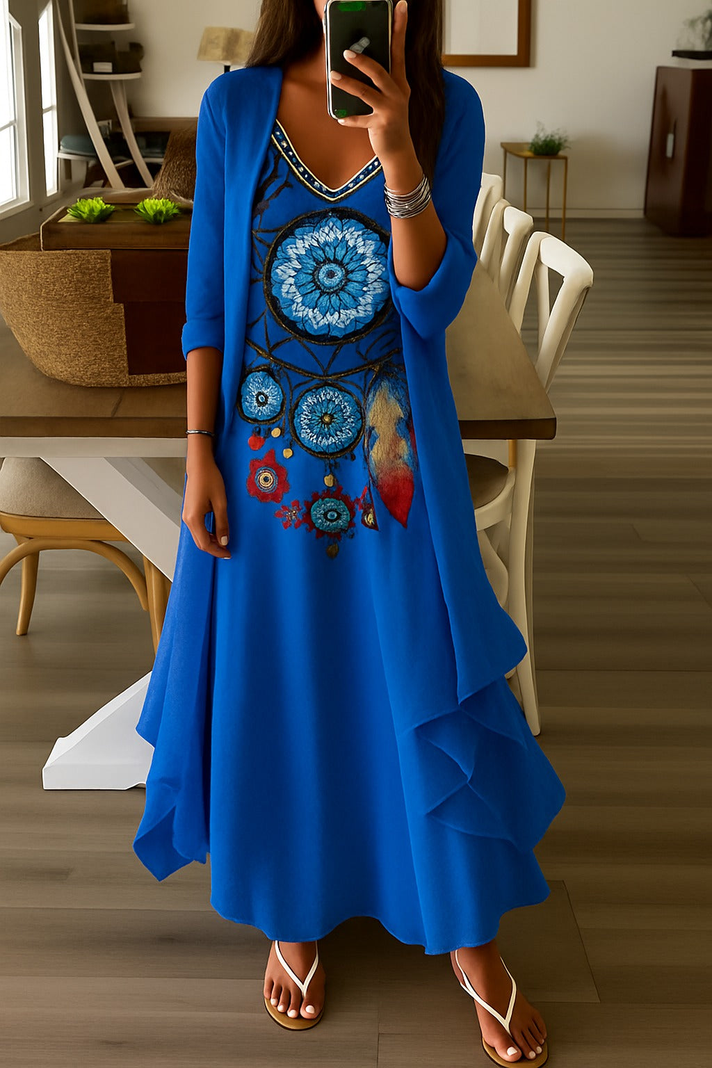 Vestito · Giorgia · in cotone · bohemien elegante, cintura in vita, comodo e fresco 🌸