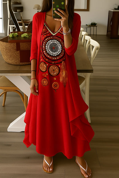 Vestito · Giorgia · in cotone · bohemien elegante, cintura in vita, comodo e fresco 🌸