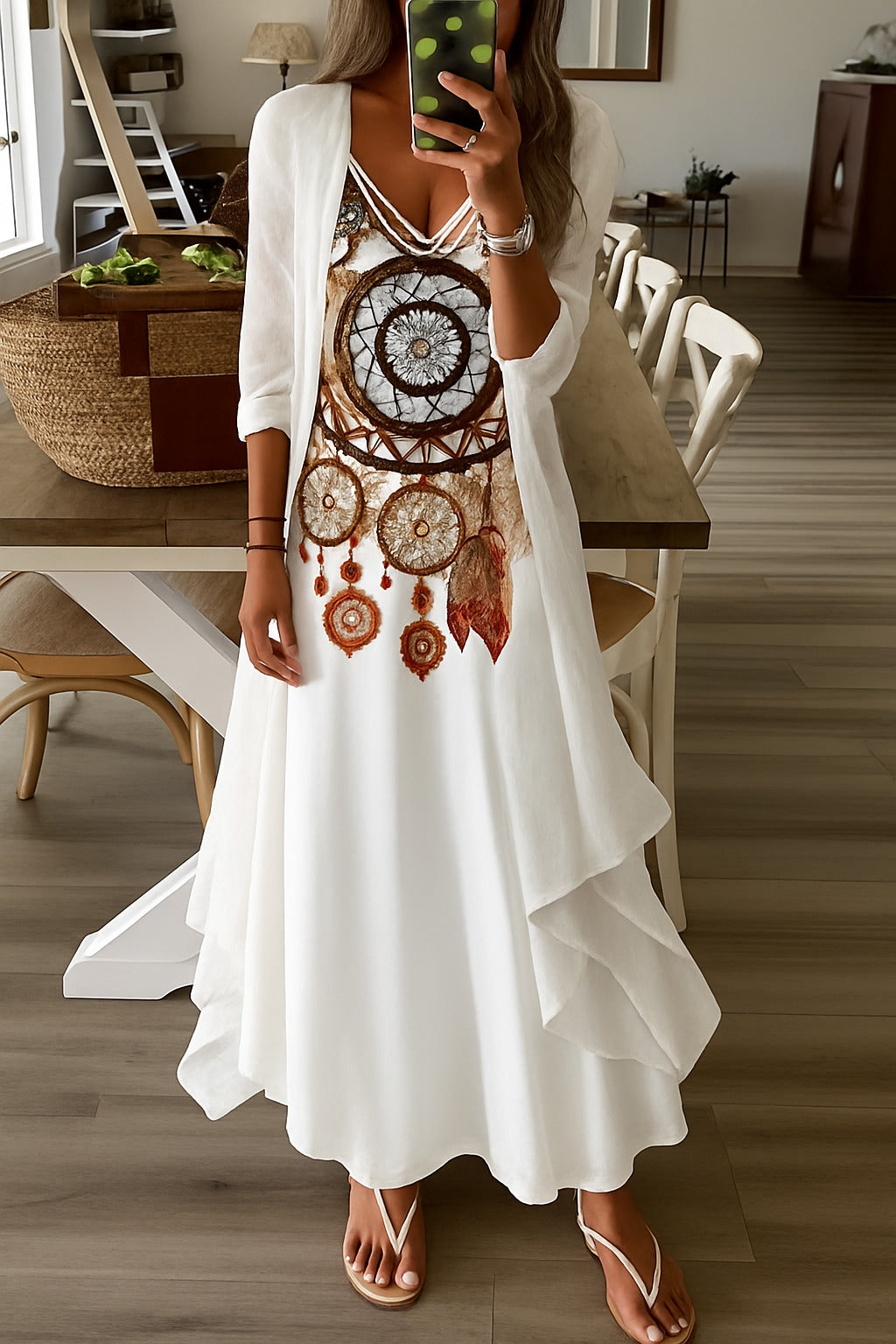 Vestito · Giorgia · in cotone · bohemien elegante, cintura in vita, comodo e fresco 🌸