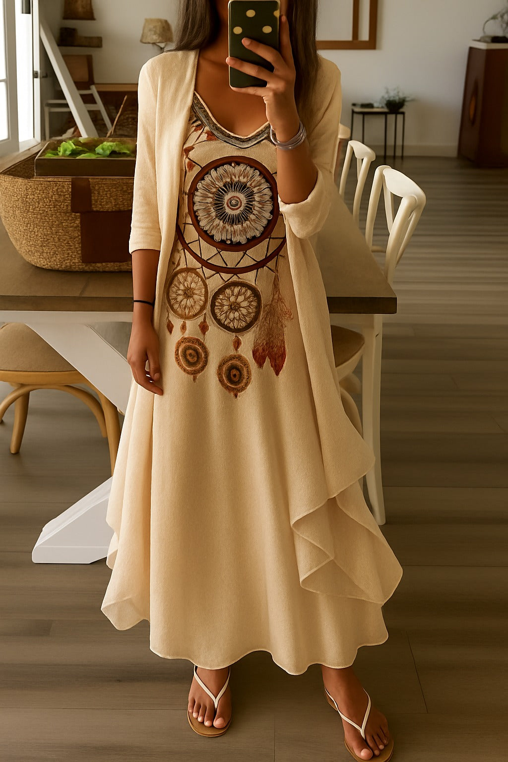 Vestito · Giorgia · in cotone · bohemien elegante, cintura in vita, comodo e fresco 🌸