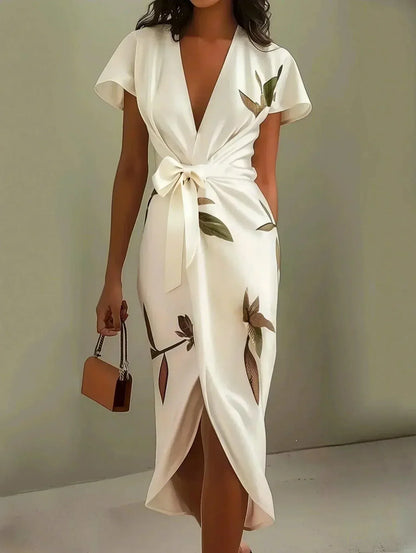 Elin™️ | Elegante abito a portafoglio con stampa floreale