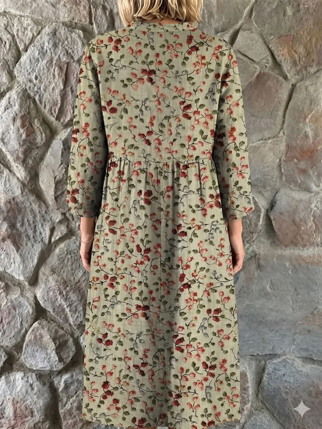 Abito chemisier retrò a fiori con tasche