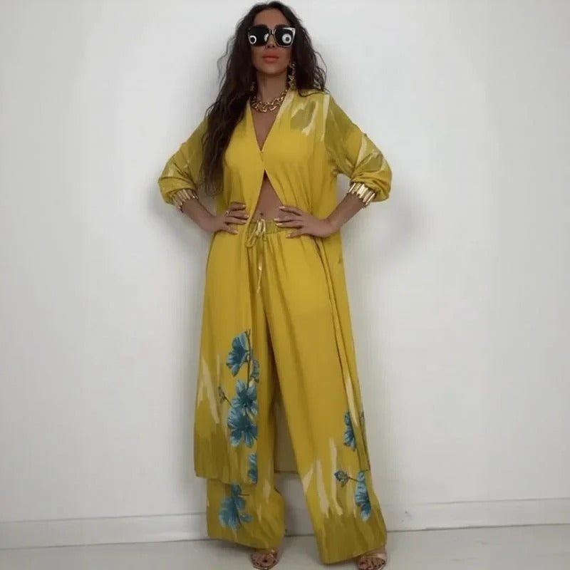 Set Miranda™️ in viscosa satinata con camicia kimono dal taglio fluido