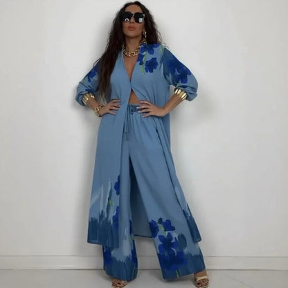 Set Miranda™️ in viscosa satinata con camicia kimono dal taglio fluido