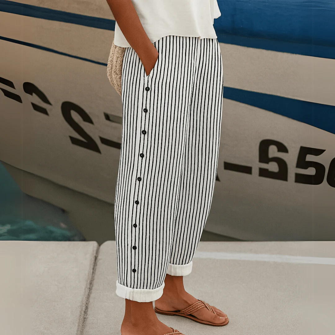 Pantaloni a righe eleganti con bottoni