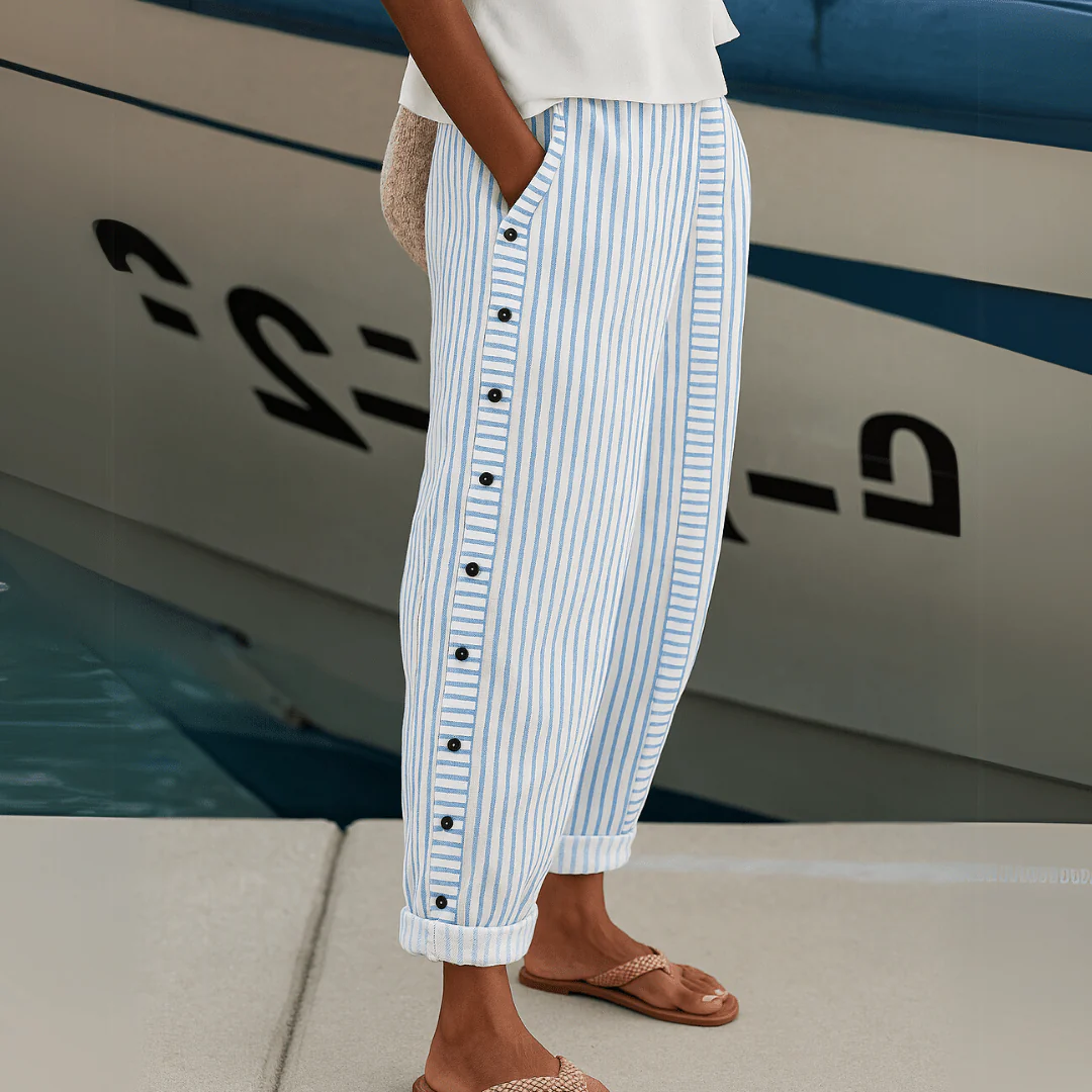 Pantaloni a righe eleganti con bottoni