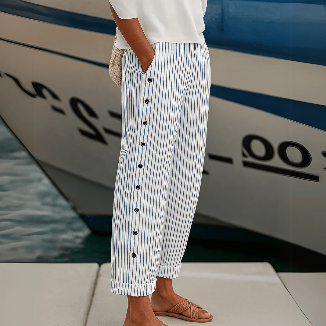 Pantaloni a righe eleganti con bottoni