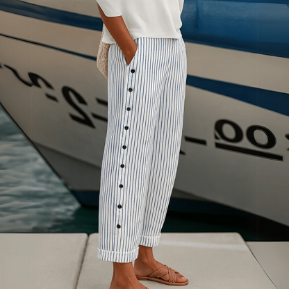 Pantaloni a righe eleganti con bottoni