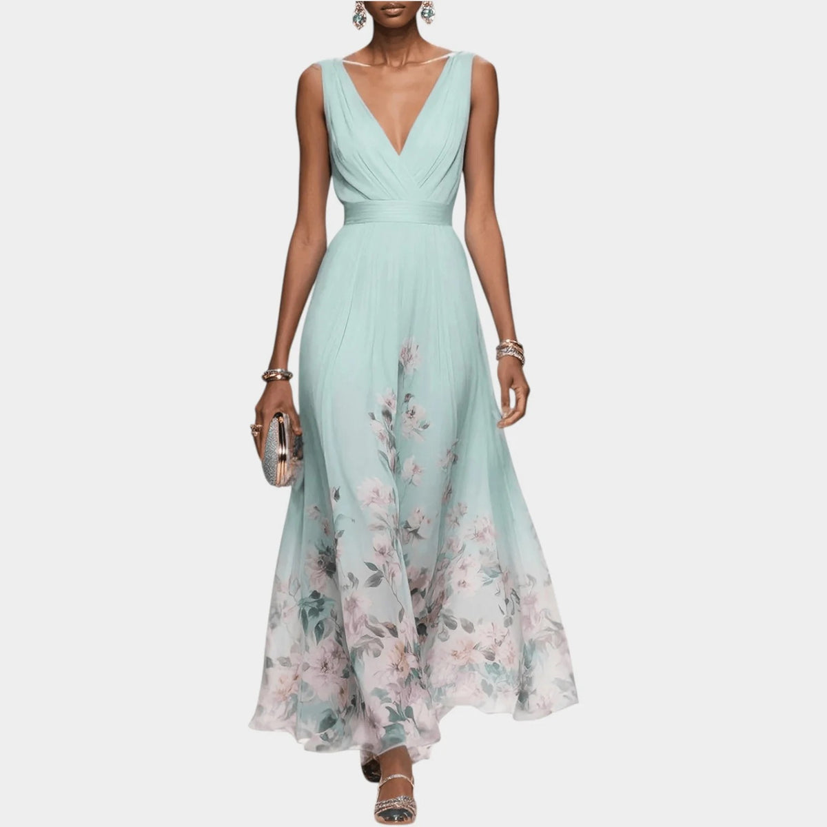 Elegante abito lungo a fantasia floreale💐