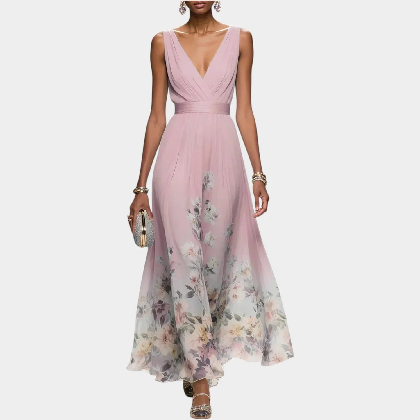Elegante abito lungo a fantasia floreale💐