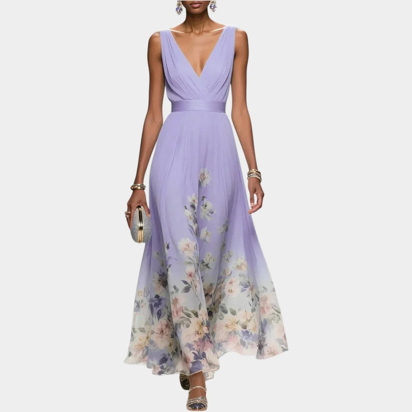 Elegante abito lungo a fantasia floreale💐