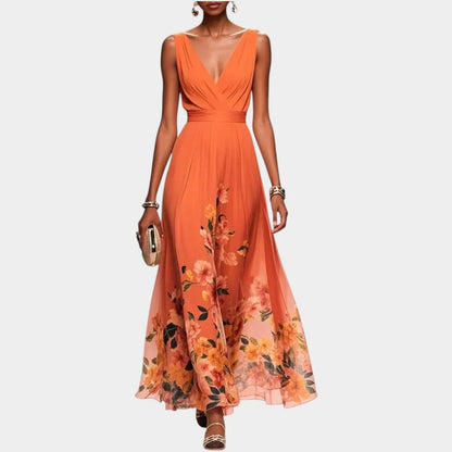Elegante abito lungo a fantasia floreale💐